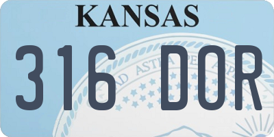 KS license plate 316DOR