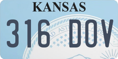 KS license plate 316DOV
