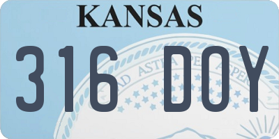 KS license plate 316DOY