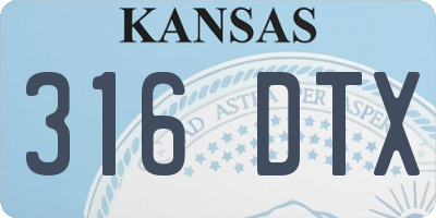 KS license plate 316DTX