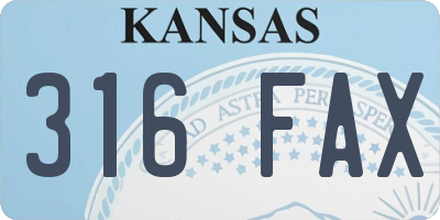KS license plate 316FAX