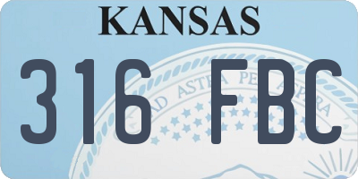 KS license plate 316FBC