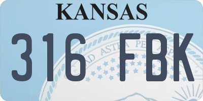 KS license plate 316FBK
