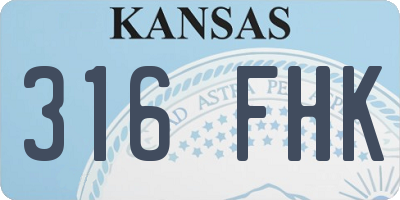 KS license plate 316FHK