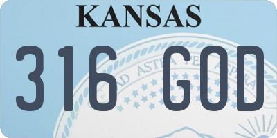 KS license plate 316GOD