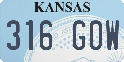 KS license plate 316GOW