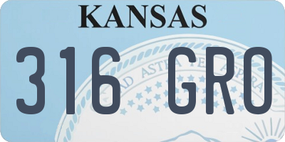 KS license plate 316GRO