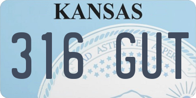 KS license plate 316GUT