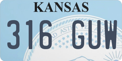 KS license plate 316GUW
