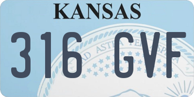 KS license plate 316GVF