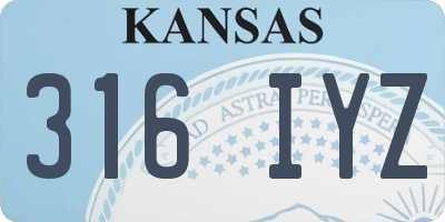 KS license plate 316IYZ