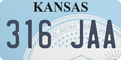 KS license plate 316JAA