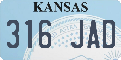 KS license plate 316JAD
