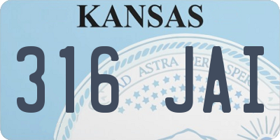 KS license plate 316JAI