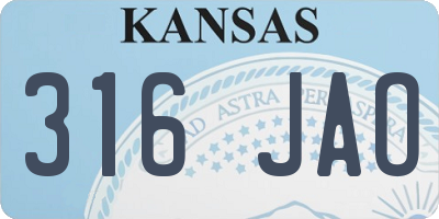 KS license plate 316JAO