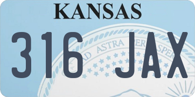 KS license plate 316JAX