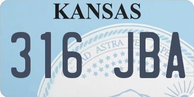 KS license plate 316JBA