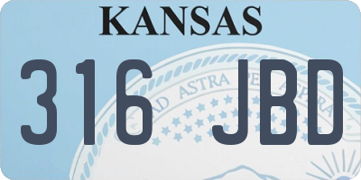 KS license plate 316JBD