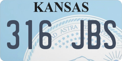 KS license plate 316JBS