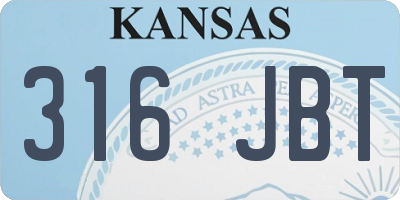 KS license plate 316JBT