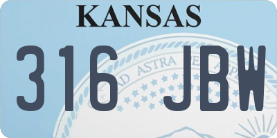 KS license plate 316JBW