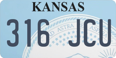 KS license plate 316JCU
