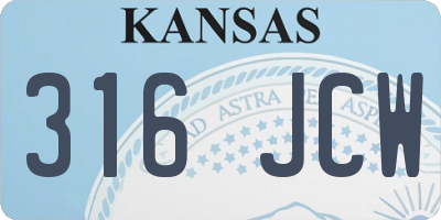 KS license plate 316JCW