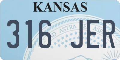 KS license plate 316JER