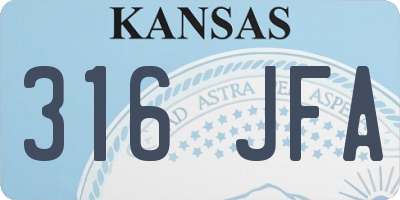 KS license plate 316JFA