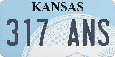 KS license plate 317ANS