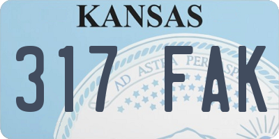 KS license plate 317FAK