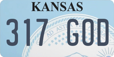 KS license plate 317GOD