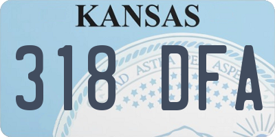 KS license plate 318DFA