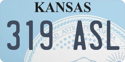 KS license plate 319ASL