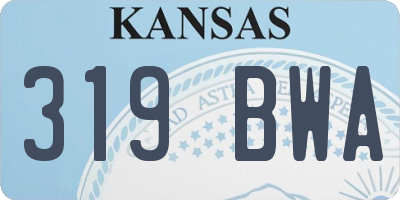 KS license plate 319BWA