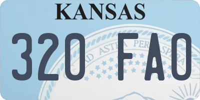 KS license plate 320FAO