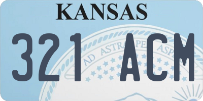 KS license plate 321ACM