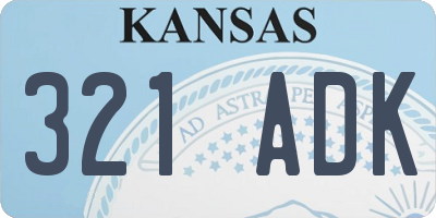 KS license plate 321ADK