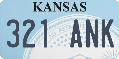 KS license plate 321ANK