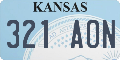 KS license plate 321AON