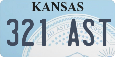 KS license plate 321AST