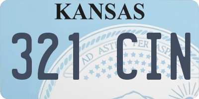 KS license plate 321CIN