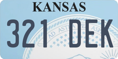 KS license plate 321DEK