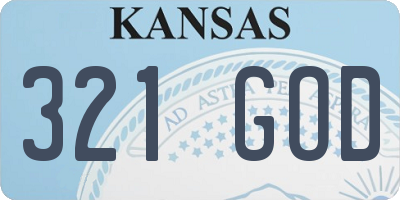 KS license plate 321GOD