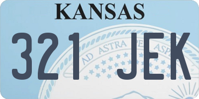 KS license plate 321JEK