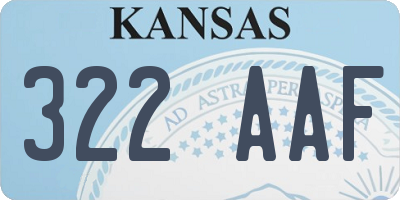 KS license plate 322AAF