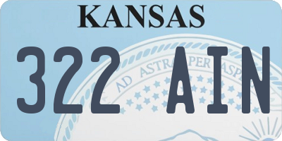 KS license plate 322AIN