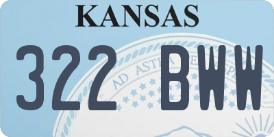 KS license plate 322BWW