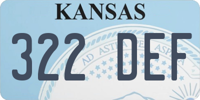 KS license plate 322DEF