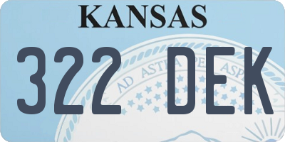KS license plate 322DEK